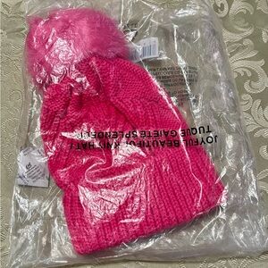 Pink Knit Hat with Pom Pom New In Package